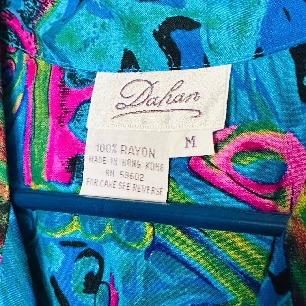 Dahan Blue Purple Funky Design Sleeveless Collared Button Up Tank Top Size M - Picture 3 of 9